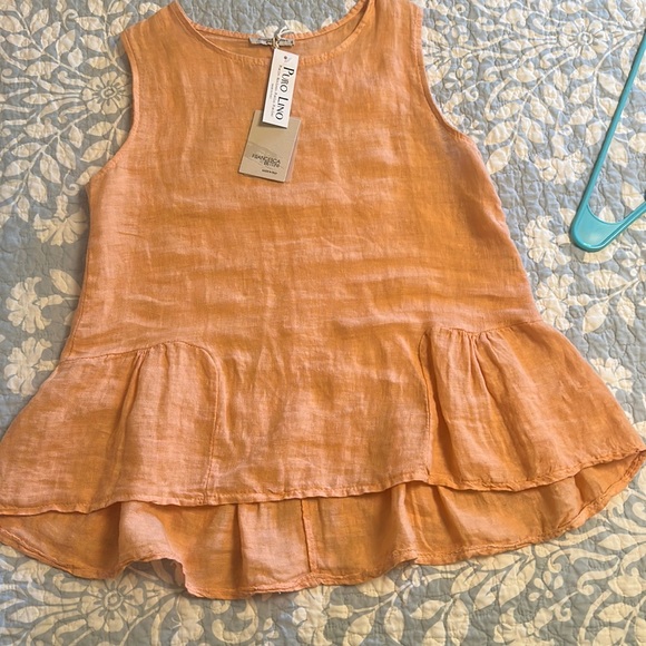 francesca bettini Tops - NWT Italian linen top peach S FRANCESCA BETTINI